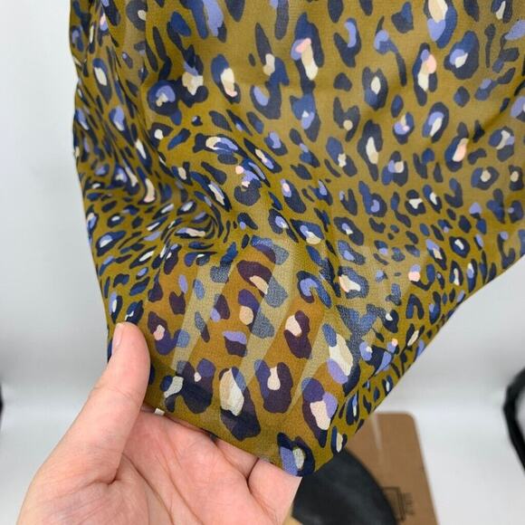 Cotton Chicks Blouse Womens S Small Multi Semi Sheer Smocked Puff Sleeve Leopard - Picture 8 of 14